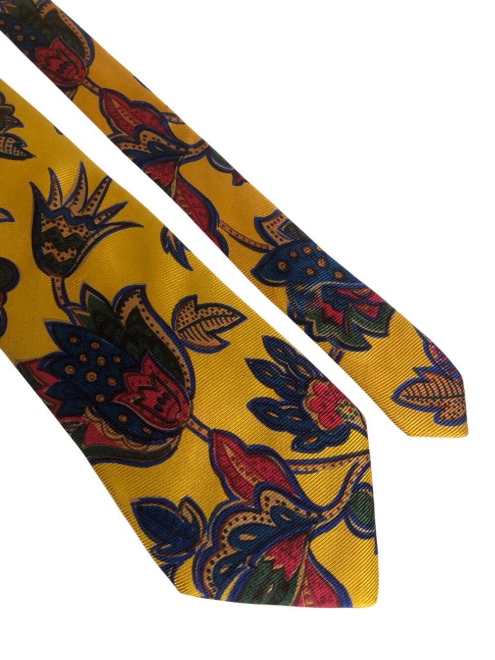 Faconnable Golden Yellow Floral Silk Tie France Mens Necktie Office Formal Gift